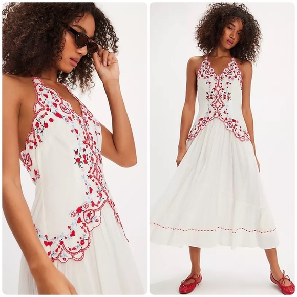 Free People Dresses & Skirts - NEW! Free People Valenciana Embroidered Cotton Dress Cottagecore Boho 🍒 Medium